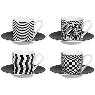 tea4chill Könitz Espresso Tassen Set Optical Illusion. Kaffeetassen mit je 65ml aus Porzellan. Espressotassen modern, schwarz, lustig
