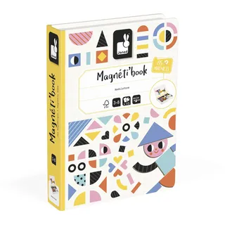 Janod – Magnéti'Book Moduloform – Magnetisches Lernspiel 85 Magnete + 30 Vorlagen – Kinderspielzeug aus FSC-Karton – Fördert Geschicklichkeit und Fantasie – Ab 3 Jahren