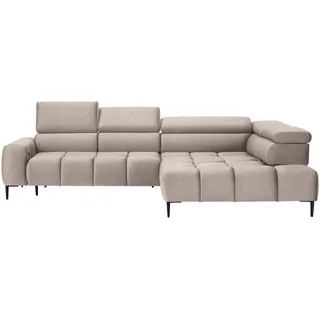 Welnova Ecksofa, Beige, Metall, Uni, 5-Sitzer, Ottomane rechts, L-Form, 300x216 cm, Made in EU, Typenauswahl, Stoffauswahl, seitenverkehrt erhältlich, Hocker Rücken echt, Wohnzimmer, Sofas & Couches, Wohnlandschaften, Ecksofas