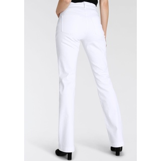 Bootcut-Jeans MAC "Boot" Gr. 42, Länge 32, weiß (white denim) Damen Jeans Röhrenjeans Modisch ausgestellter Saum
