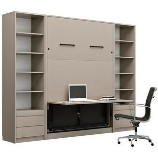 QMM TraumMöbel Schrankbett, Grau, Holzwerkstoff, 140x200 cm, Schlafzimmer, Betten, Klappbetten