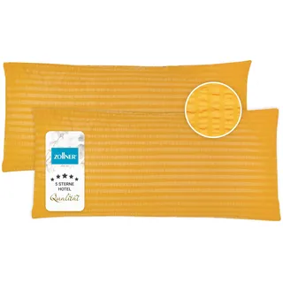 ZOLLNER 2er Set Kissenbezüge mit HV20 100% Baumwolle, 40x80 cm, Orange