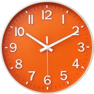 Geräuschlose Wanduhr, 30 Cm (12 Zoll) Für Wohnzimmer, Schlafzimmer, Küche, Büro (orange)