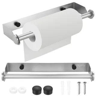 Küchenrollenhalter Wand, 28cm Küchenpapierhalter, Edelstahl Küchenrolle Halter, Kuchenrollenpapier Halter, Papierrollenhalter für Küche Badezimmer Wohnzimmer, mit Schrauben & Zubehör (Silber)
