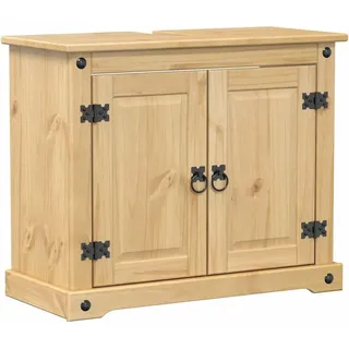 vidaXL Waschbeckenunterschrank, Badschrank mit Stauraum Metallgriffe, Unterschrank für Badezimmer, Badmöbel Badezimmerschrank, Massivholz Kiefer