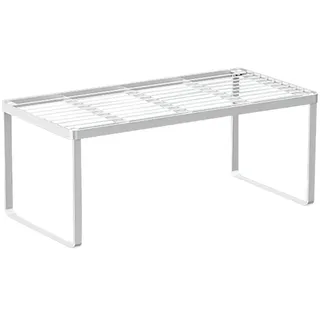 JONASHER Küchenschrank, Aufbewahrungsregal, stapelbar, Draht, Gewürzregal, Organizer, robust, platzsparend für Badezimmer, Schlafzimmer, Schrank, Waschküche, Büro, Arbeitsplatte, Weiß, 1 Stück
