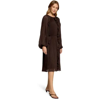 Cartoon Chiffonkleid Midi Rüschen Braun 38