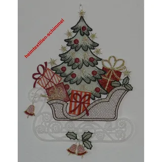 PLAUENER SPITZE Fensterbild SCHLITTEN Fensterbilder TANNENBAUM Weihnachten NEU