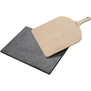 Pizzaset ETNA Lavastein 30x38cm mit Buchenholz Pizzaschaufel 29,5x41,5cm