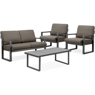 Konsimo Gartenmöbel-Set wasser- und fleckenabweisend (2,1,1,Sitzplätze) "FRENA", Anthrazit/Beige, Stahl/Schaumstoff/Stoff, Loft, 130x65x60cm - Braun