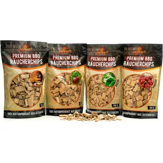 grillart® Premium BBQ Räucherchips Mix 4er XL Set für das besondere Raucharoma – sehr rauchaktives Räucherholz/Holzhackschnitzel – Vorteilspack 4X 750g Beutel