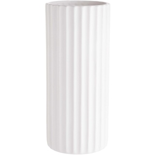 BUTLERS Blumenvase LIV weiße Keramik Zylinder Vase Ø14cm 32cm hoch | Vintage Deko-Vase für Pampasgras und Trockenblumen | Vase für Tischdeko oder als Buchvase