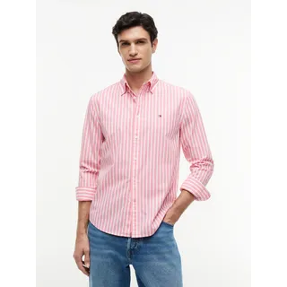 Tommy Hilfiger Langarmhemd TOMMY HILFIGER "FLEX POPLIN SEASONAL STRIPE SHT", Herren, Gr. XL (54/56), N-Gr, rosa (doll pink, stripe), Web, Obermaterial: 100% Baumwolle, gestreift, regular fit normal, 1-Knopf-Manschette, Hemden, Regular Fit Flex Cotton