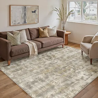 PureCozy Braun Teppich Wohnzimmer 120x170 Schlafzimmer Teppiche Waschbarer rutschfest Boho Abstrakt Carpet Wohnzimmerteppich Esszimmer Büroteppich Groß Kurzflor Weich Carpets