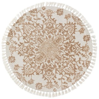 Teppich Elias, benuta, rund, Höhe: 6 mm, Kunstfaser, Berber, Ethno-Style, Wohnzimmer beige|weiß