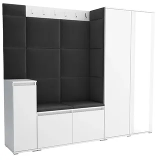 Garderobe LUTON 8 WHITE 16 - Farbe: weiß, moderne Garderobe 40x220x186 cm, funktionelle Lösung für den Flur, Garderobe, Möbel für den Flur, - Weiß