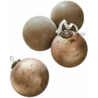 Loberon Weihnachtsschmuck 4er Set Ophraine, braun/Kupfer | Mundgeblasen, Matt & Glänzend, Einzigartiges Finish, Weihnachten, Weihnachtsdeko, Christbaumkugeln, Glas, Eisen