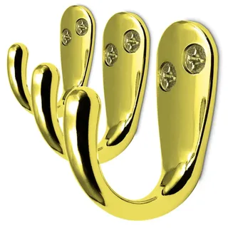 Mavö Kleiderhaken 3 Stück in Gold - Einzelhaken als Garderobenhaken, Wandhaken & Haken zum Schrauben für Bad, Flur, Küche & Möbel, Modell Don