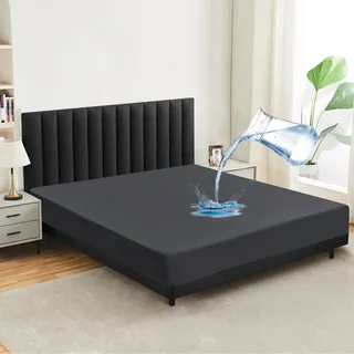 mafudoxi Matratzenschoner Wasserdicht 160x200 cm, Inkontinenz Spannbettlaken, Atmungsaktiv Matratzenschutz Bettlaken, Nässeschutz Spannbetttücher, Inkontinenzunterlage Waschbar bei 60° - Anthrazit
