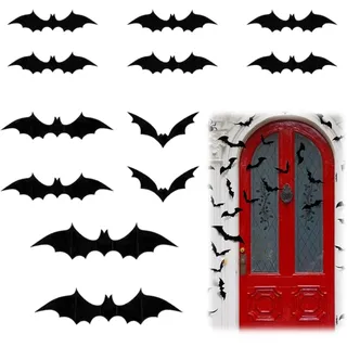 Quesuc 12 Stück Halloween Deko,Fledermaus Deko,Halloween Fledermaus,Fledermäuse 3D Decoration,Indoor Dekoration-Fledermausspinne,3D-Fledermaus-Dekoration Aufkleber,Batman Diy Decor,Decorations