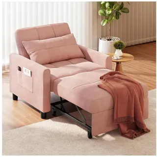 Blishom Relaxsessel 3-in-1 Schlafsessel Schlafsofa Klappbett Relaxsessel 78x86x84 cm, multifunktionaler Sessel zum Ausziehen als Gästebett rosa