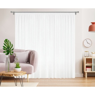 Gardine Weiße,halbtransparente Vorhänge mit Kräuselband und Bleibandabschluss, GARDINESTAN JUNG CFO GmbH, Faltenband, transparent, Store, gardinen stores, %100 polyester, Weiß Transparent 300 cm x 170 cm