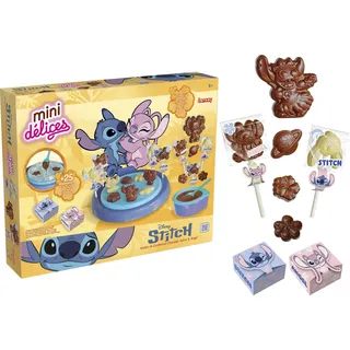 Lansay - MINI DELICES Schokoladenwerkstatt Stitch & Angel - Kinder Schokoladen Set für Kinder ab 6 Jahren - DIY Schokofiguren Selber Machen mit Formen & Zubehör - Disney Bastelset Geschenkidee