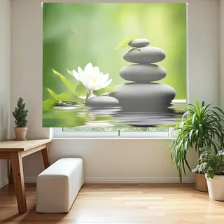 Blindecor Digital | Rollo durchscheinend Bedruckt | Familie Zen| Modell Z-Teich | 110 x 180 cm (Breite x Höhe), Stoffgröße 106 x 175 cm | Fensterrollos