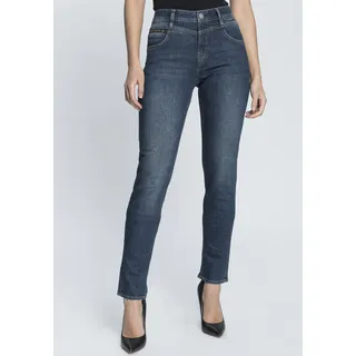 Slim-fit-Jeans HERRLICHER "PEPPY SLIM RECYCLED DENIM" Gr. 25, Länge 32, blau (used 034) Damen Jeans Röhrenjeans Normal Waist Recycled Polyester