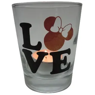 Teelicht Glas Windlicht print "Love Minni" anthrazit/bunt Ostern Handmade Deko