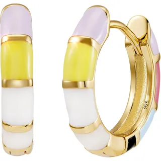 Paar Creolen FIRETTI "Schmuck Geschenk Silber 925 Emaille", bunt (gelbgoldfarben, weiß, pink, gelb, schwarz, türkis, rot), Ohrringe, Damen, 19,2mm, Silber 925 (Sterlingsilber), Made in Germany