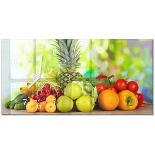 WANDUHR aus Glas 60x30 cm - Obst und Gemüse