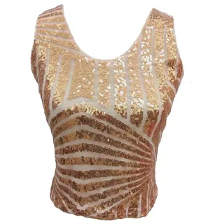 Bauchweste, bauchfreies Tanktop für Mädchen, goldfarben, glitzernde Pailletten, für Lateinamerikanische Salsa, Samba-Tanz, Damen, Festival, Party, Outfits, Größe 34-40 (Gold, 34-40), gold, One size - Einheitsgröße