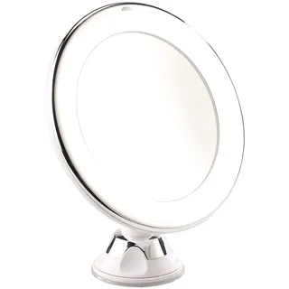 Sichler Beauty Rasierspiegel Saugnapf: Rasier- & Kosmetikspiegel, Ø 17,5 cm, 5-Fach, 25 LEDs, 360°-Saugnapf (Beleuchteter Kosmetikspiegel, Rasierspiegel beleuchtet, Lupe)