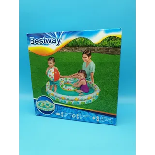 Bestway Planschbecken-Set Kinderpool Kinderplanschbecken Ø 122cm + Ball + Ring
