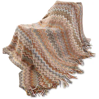 Galatée Hohe Qualität Wohndecke Plaid Bunt, Gemustert, Boho, Baumwolle, gemütliche Decke, Couchdecke, Sofadecke, Schlafdecke, Tagesdecke Wohnzimmer Couch -130 * 230cm-Gelb