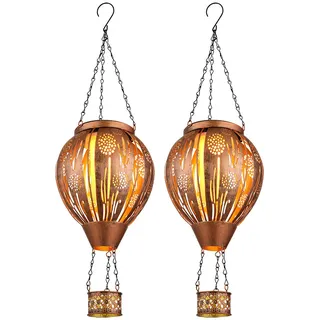 GLOBO Solarleuchte Metall H 46,0 cm 2er Set braun