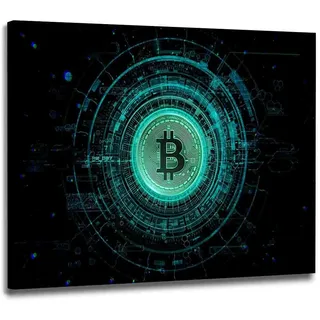 Leinwandbild Bitcoin Dark Style Wandbild Kunst XXL Deko Größe 120x80x2cm