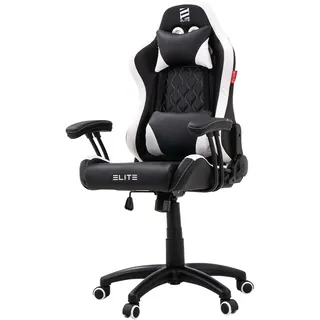 ELITE Gaming Stuhl Pulse für Kinder | Ergonomischer Bürostuhl - Schreibtischstuhl - Chefsessel - Sessel - Racing Gaming Stuhl - Gamingstuhl - Drehstuhl - Chair - Kunstleder (Schwarz/Weiß)