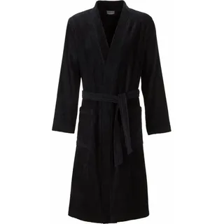 Egeria Herrenbademantel Adam, ideal für Sauna & Spa, Hotelbademantel, Morgenmantel, Langform, Velours, Kimono-Kragen, Gürtel, Velours, Kimonoform schwarz S | 120 cm