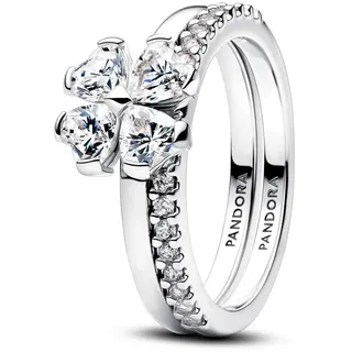 Pandora Funkelndes Glückskleeblatt Teilbarer Ring Silber Gr. 52