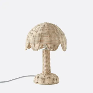 Palmenförmige Tischlampe Tabata, Aus Rattan Natur