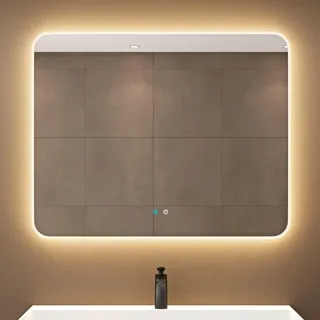 doporro Design LED-Spiegel Wandspiegel 100x80cm Badezimmerspiegel Beschlagfrei 5 mm Glas durch Antifog-Schicht Nova-02 - Weiß