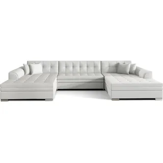 Wohnlandschaft U-Form Vera XXL Sofa mit Schlaffunktion Farbe Soft 17 - Weiß