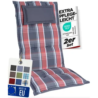 gardisun Gartenstuhlauflagen Hochlehner mit Kopfteil, 2er Set