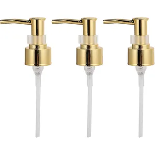 3 Stück Seifenspender Pumpe Gold, 14,5 cm Ersatzpumpen aus ABS, für Lotion, Shampoo, Duschgel, Passend für Standardflaschen (Dosierpumpe)