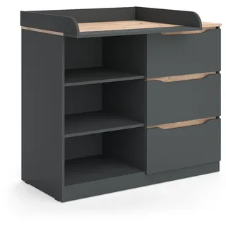 Vicco Wickelkommode Ruben, Anthrazit/Artisan-Eiche, 113 x 93 cm mit 3 Schubladen