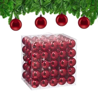 Relaxdays Weihnachtskugeln 100er Set, Rot,Silber