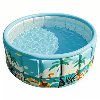 Monwssoe Zusammenklappbarer Pool, Nicht aufblasbarer Faltbarer Pool, einfache Einrichtung mit einem klick für Jungen, Mädchen, Haustiere, Ozeanblau, 35, 4 x 17, 7 Zoll