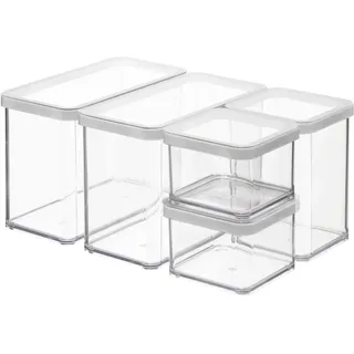 Rotho Loft Frischhaltedose transparent/weiß 0,5 l 5-teiliges Set